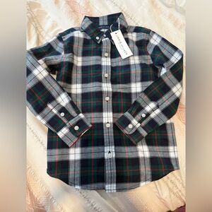 Janie and Jack Kids Checkered Shirt - Navy, Green, and White